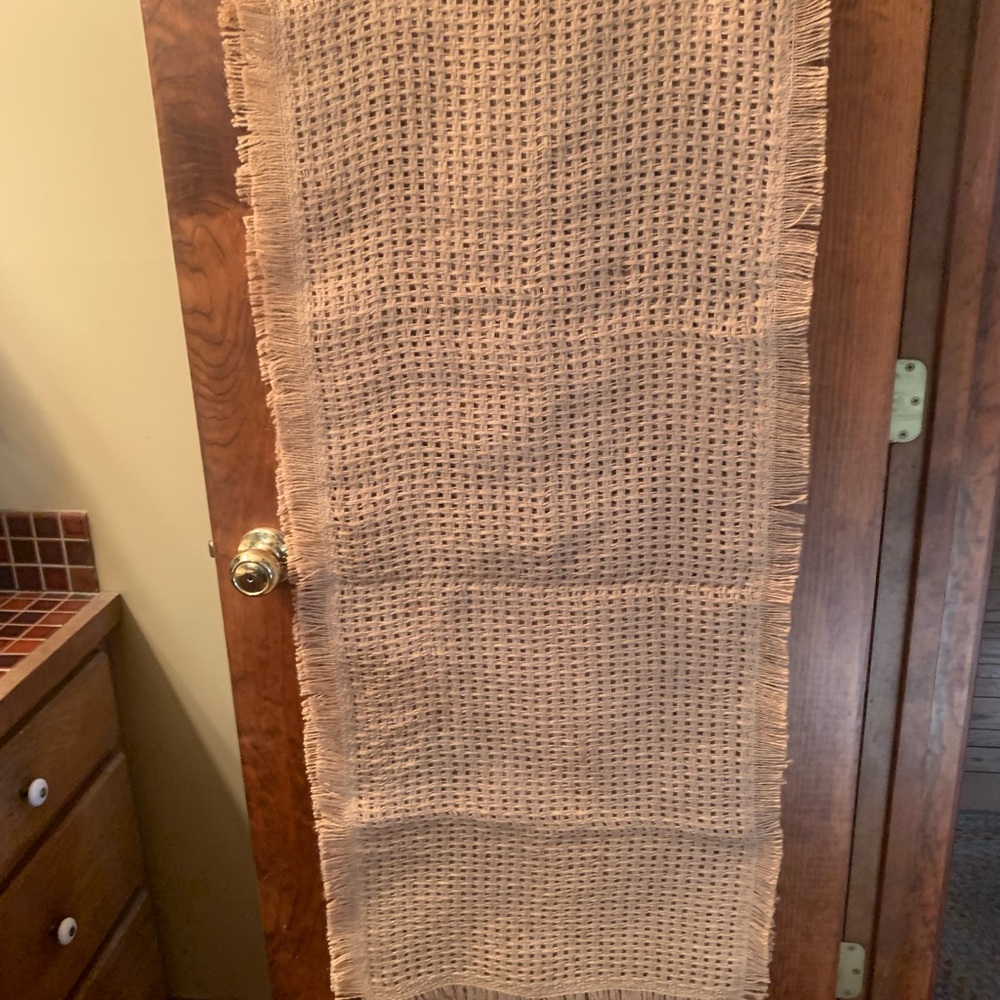 Woven JUTE reversible table runner, TAN color. 20X90 jute weave with fringe.